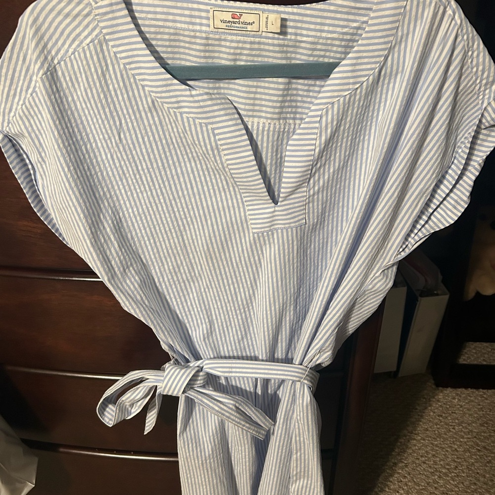 Vineyard Vines Light Blue and White Striped Shirt